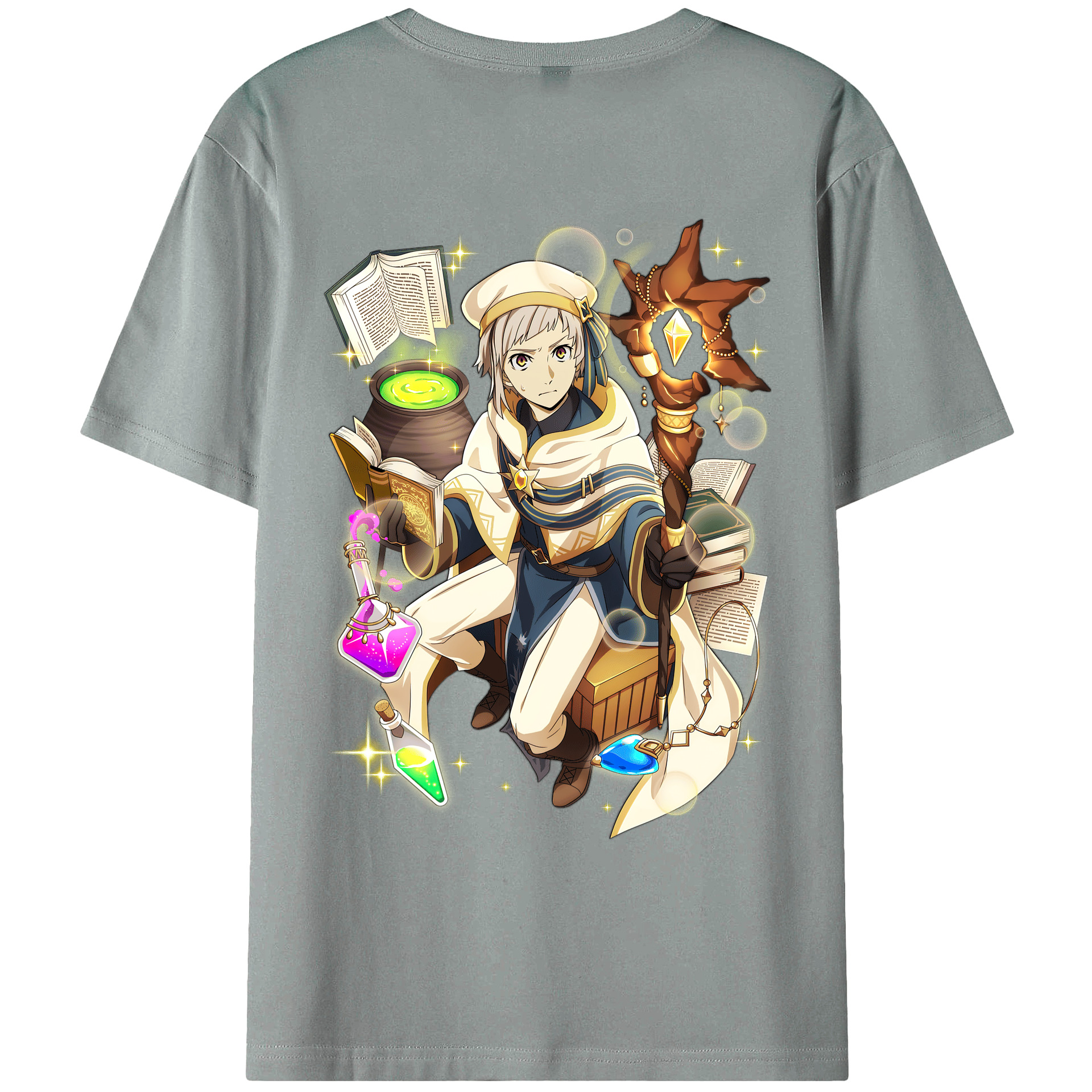 （画像用） 文豪ストレイドッグス Bungo Stray Dogs 綿100％ メンズ半袖Tシャツ（バックプリント） 通気性